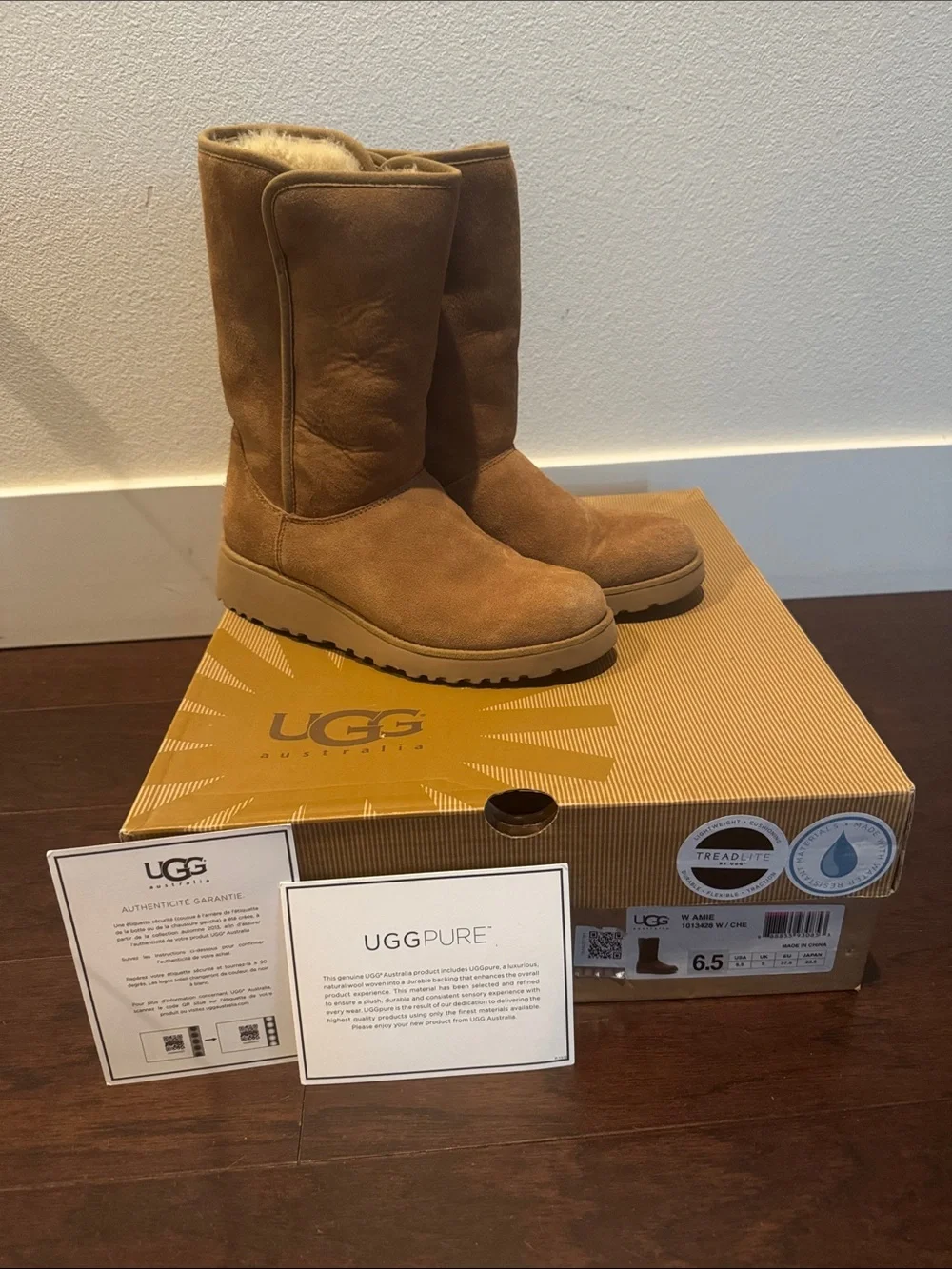 UGG Chestnut Suede Mid-Calf Shearling-Lined Boots